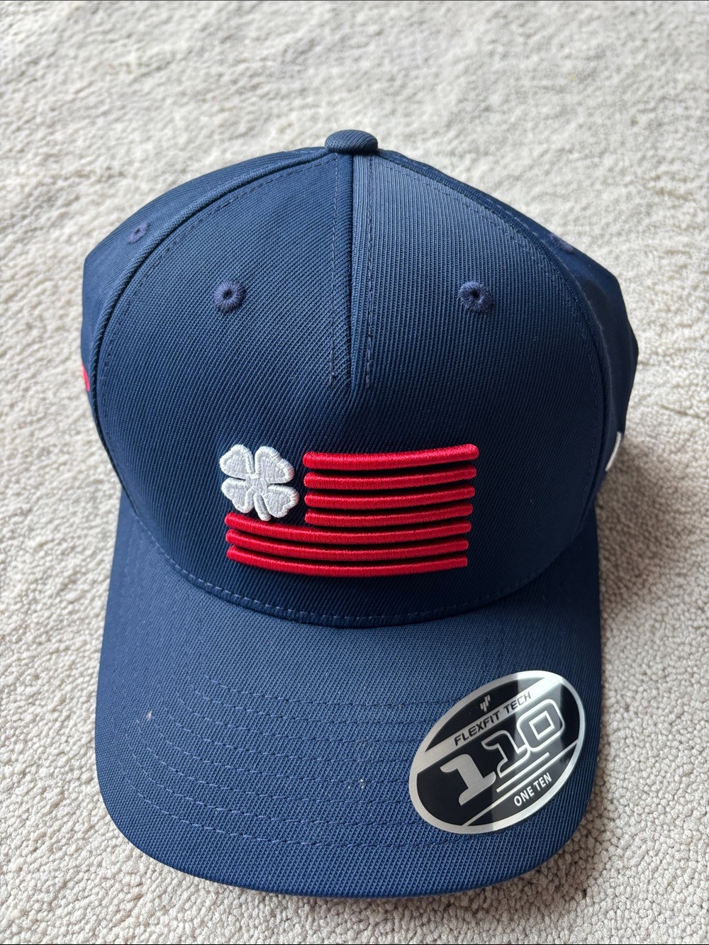 NWT Black Clover Live Lucky Navy Baseball Cap w/ Red Stripe Flag & White clover